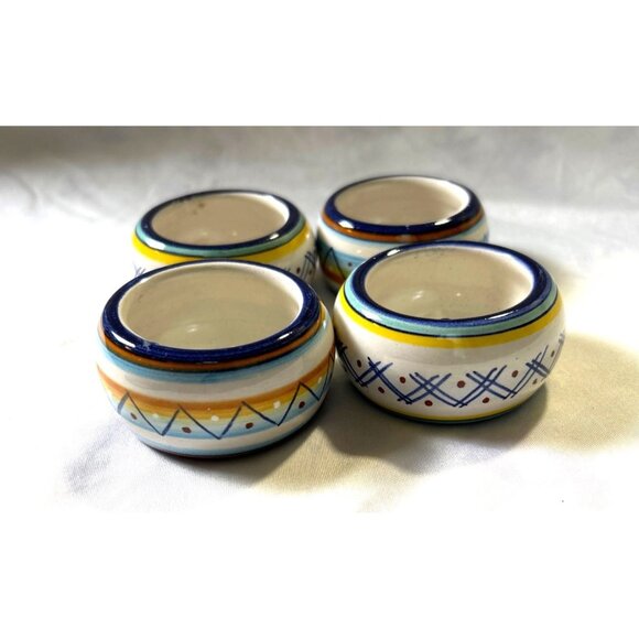 Set Of 4 Vintage Hand-Painted Ceramic Napkin Rings 2”Diameter Dining Holiday - Picture 1 of 7